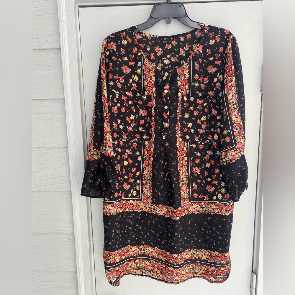 Floral Black Tunic/Dress
